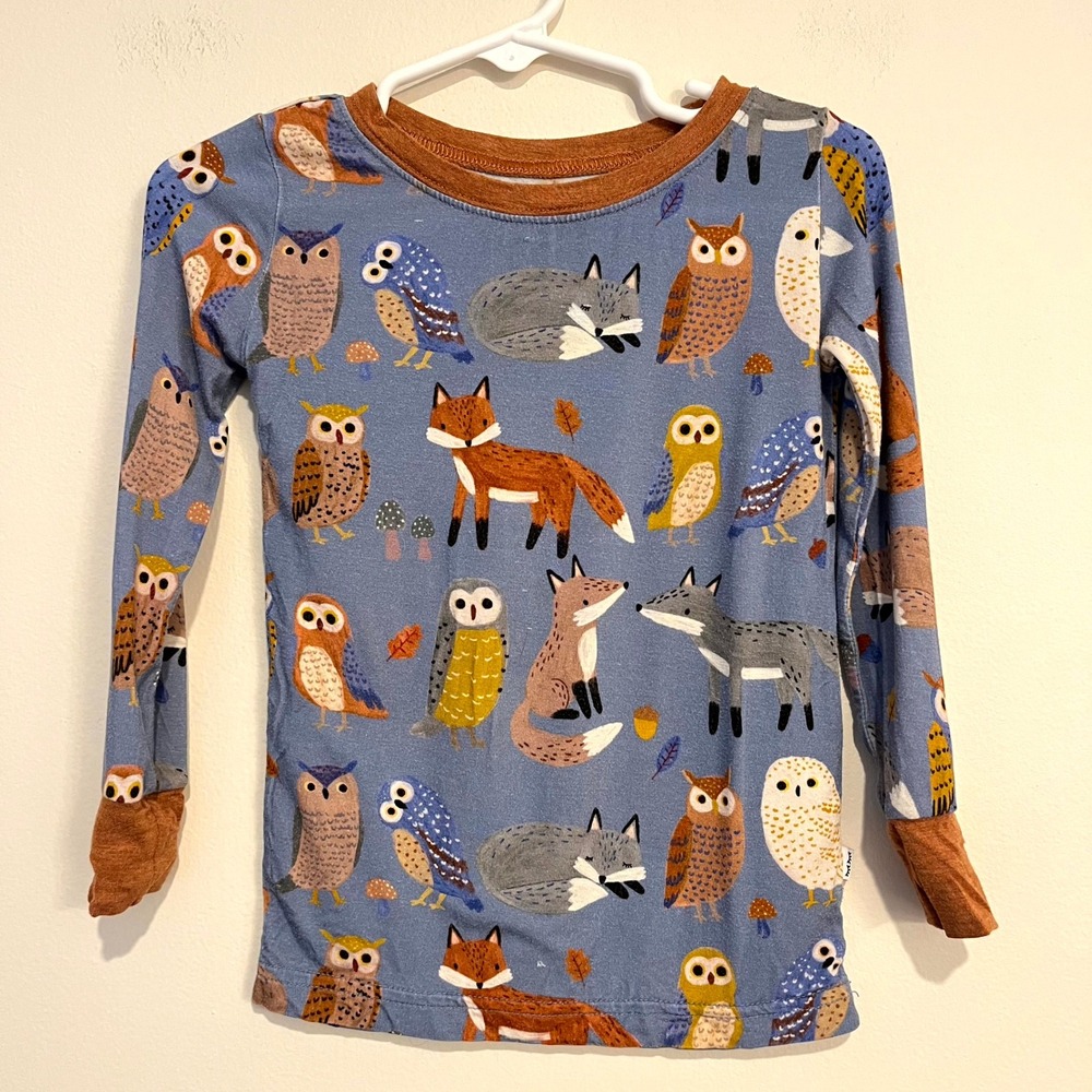 Little Sleepies Pajama Set Blue Forest Friends Woodland Kids 18-24 Months